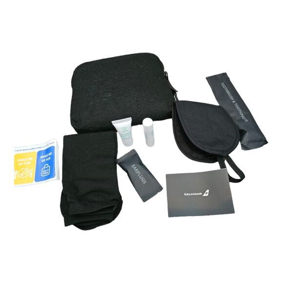 Iceland Air First Class Amenities Bag, Chapstick toothpaste toothbrush eye mask - Picture 5 of 8